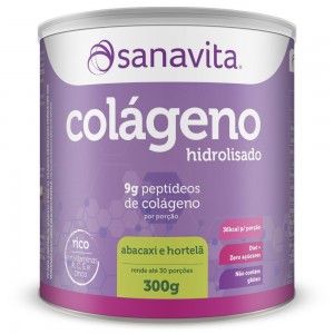 Colágeno Hidrolisado - Abacaxi + Hortela 300g Sanavita