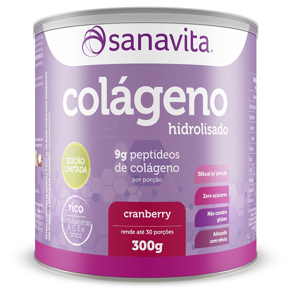 Colágeno Hidrolisado Cranberry 300g Sanavita Colágeno Hidrolisado Cranberry 300g Sanavita