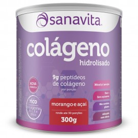 Colágeno Hidrolisado - Morango + Açaí 300g Sanavit..