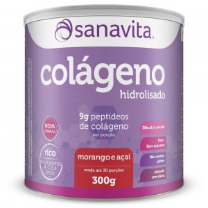 Colágeno Hidrolisado - Morango + Açaí 300g Sanavita