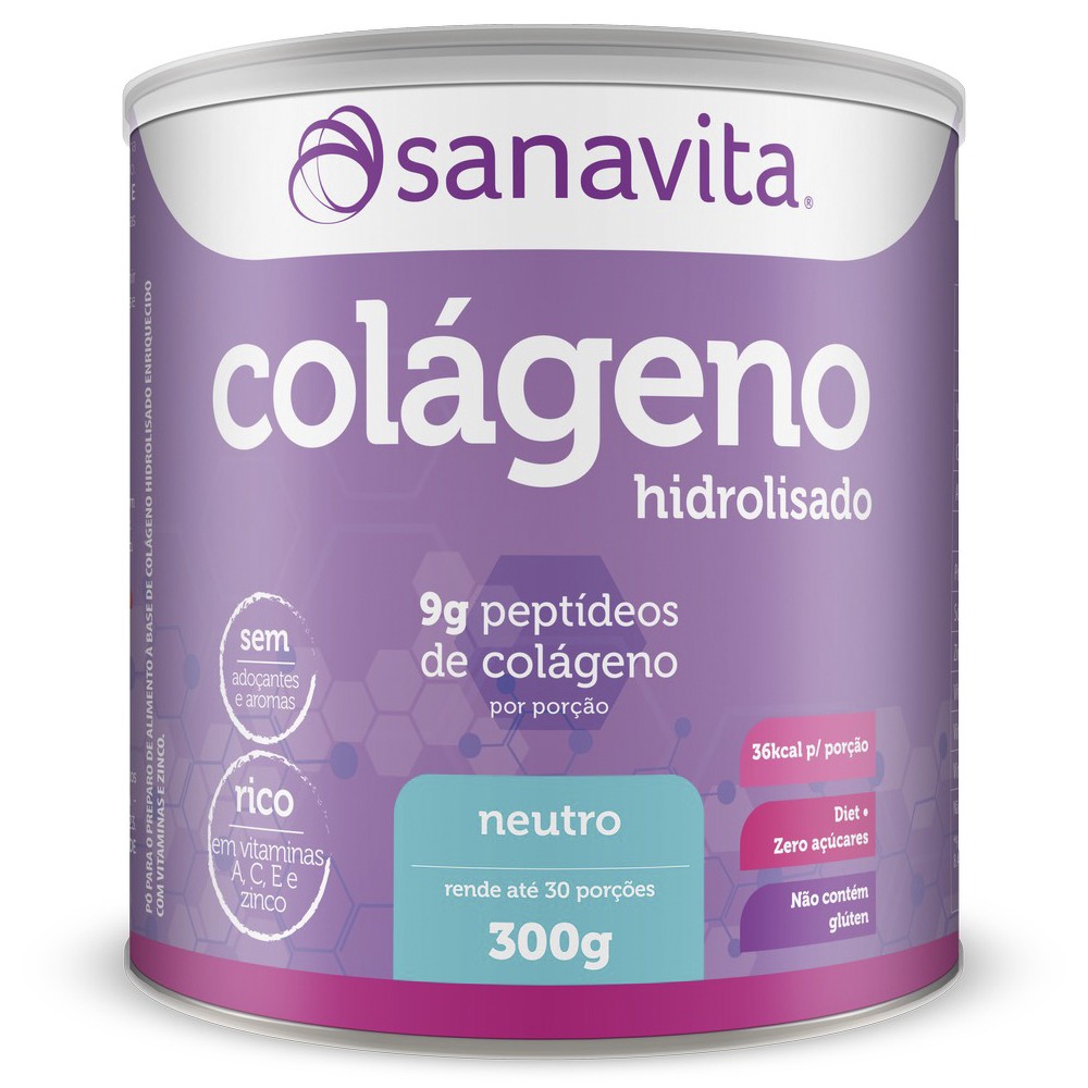 Colágeno Hidrolisado - Neutro 300g Sanavita Colágeno Hidrolisado - Neutro 300g Sanavita