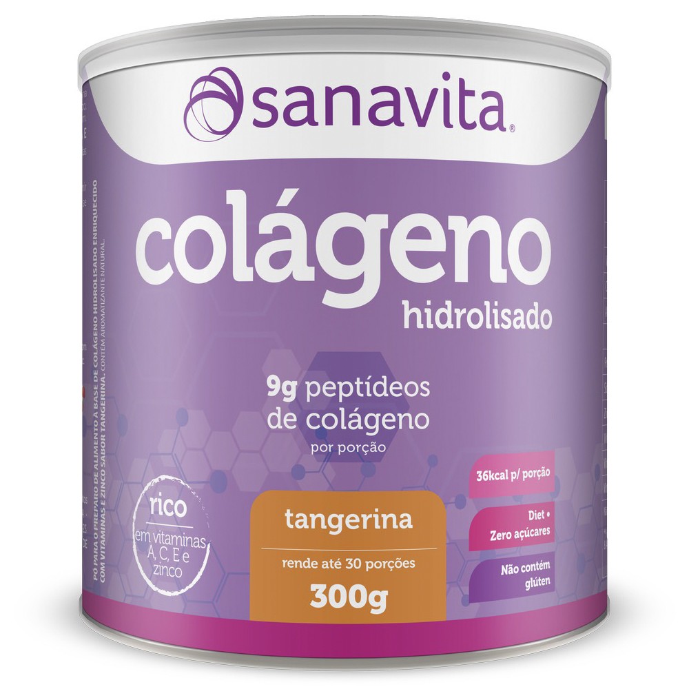 Colágeno Hidrolisado - Tangerina 300g Sanavita Colágeno Hidrolisado - Tangerina 300g Sanavita